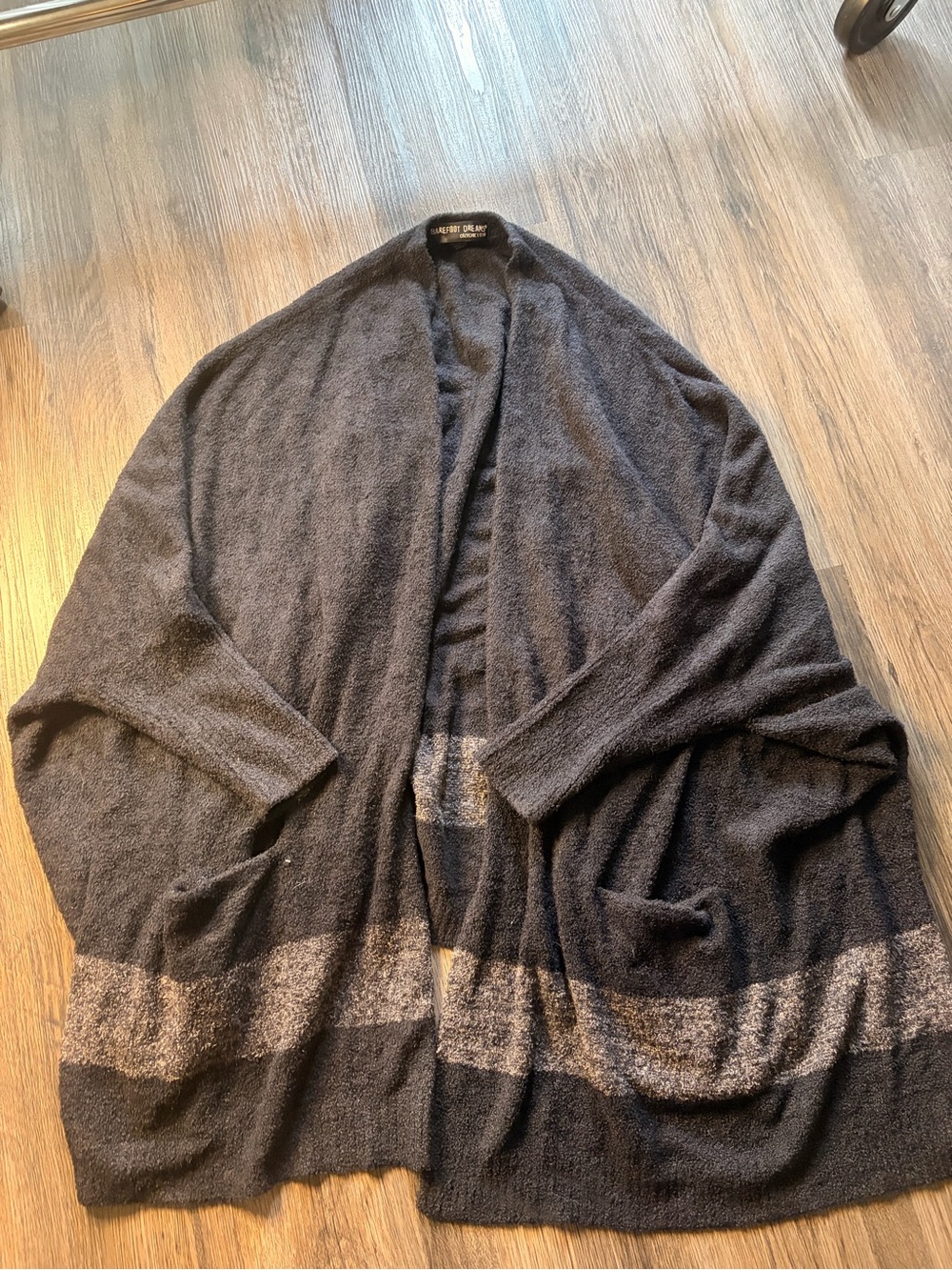 Barefoot Dreams Women's Open-Front Charcoal Gray Cozy Cardigan